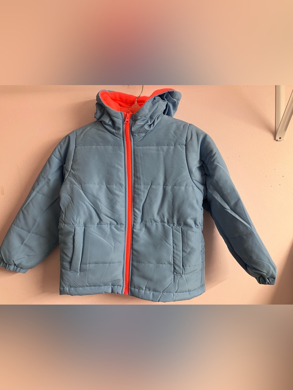 Kid’s Cold Weather Coat, Size 7/8, Blue/Orange, NWOT